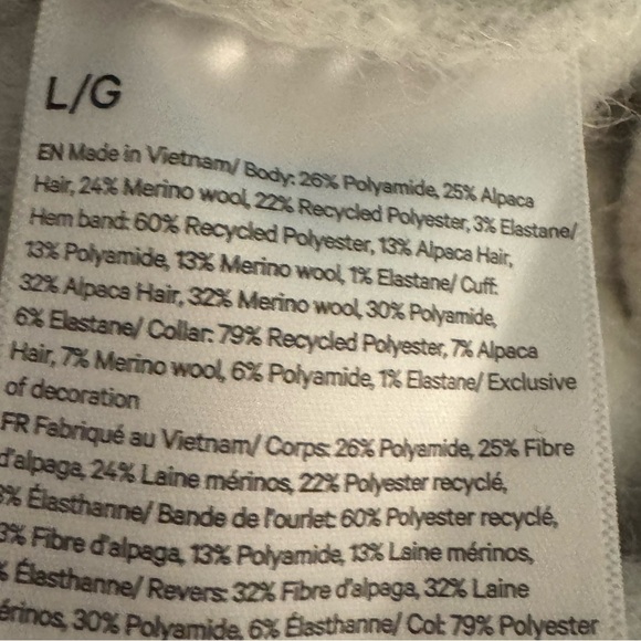 Alpaca Merino V Neck Oversized Sweater Almond SZ LG Cream Neutral Marled EUC - Picture 8 of 13